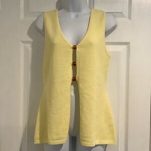 RUNAWAY Open Front Decorative Bead Lemon Yellow Sweater Tank Top size L/ US 8